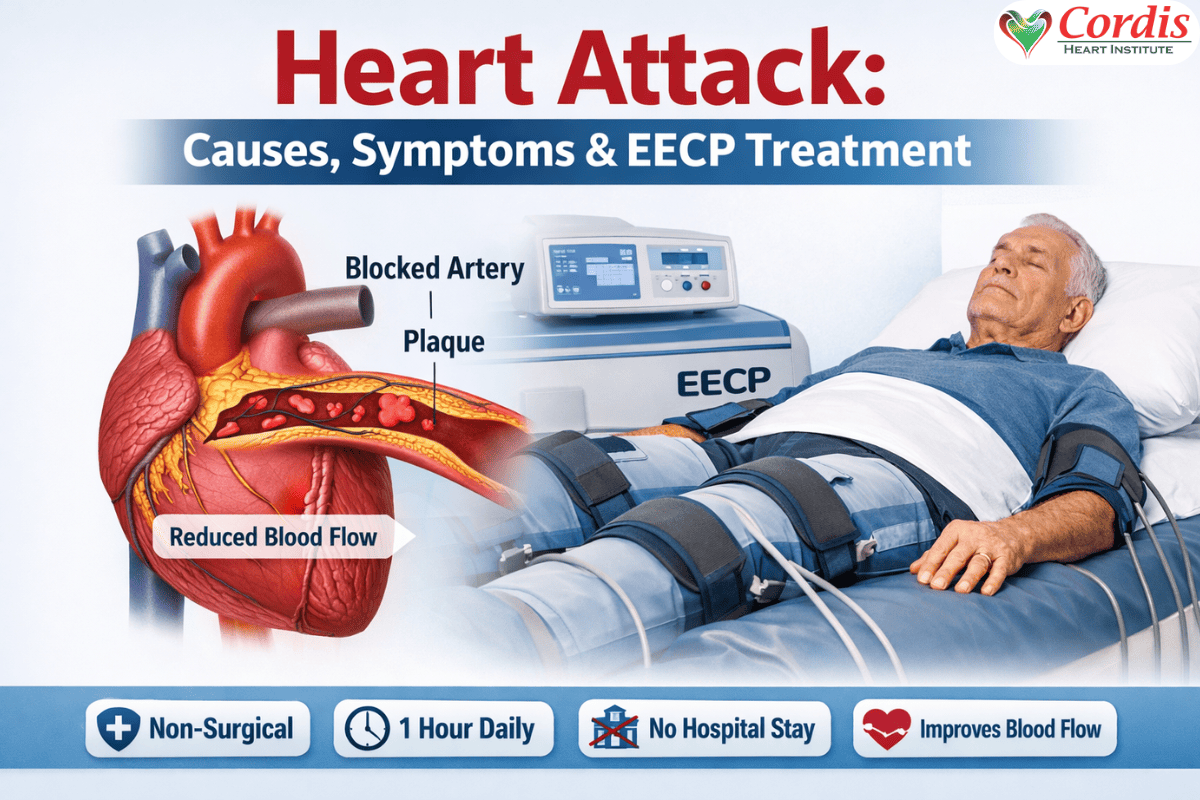Heart attack causes and symptoms with EECP non-surgical treatment for heart blockages
