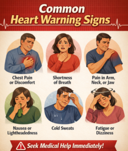 common heart warning signs to help readers quickly identify symptoms.